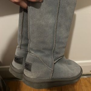 Tall Gray Plush Boots